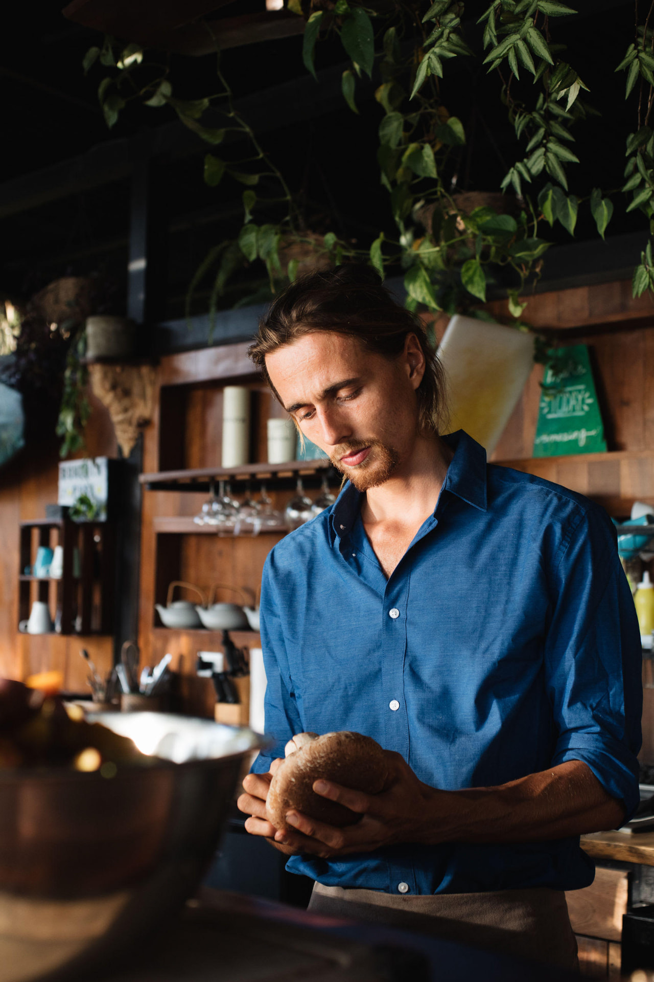 Chef Oliver Brown preparing fresh ingredients