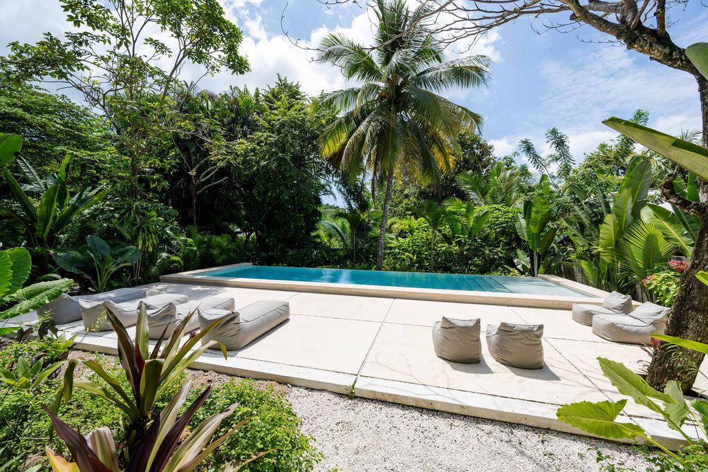 The pool deck in the late afternoon