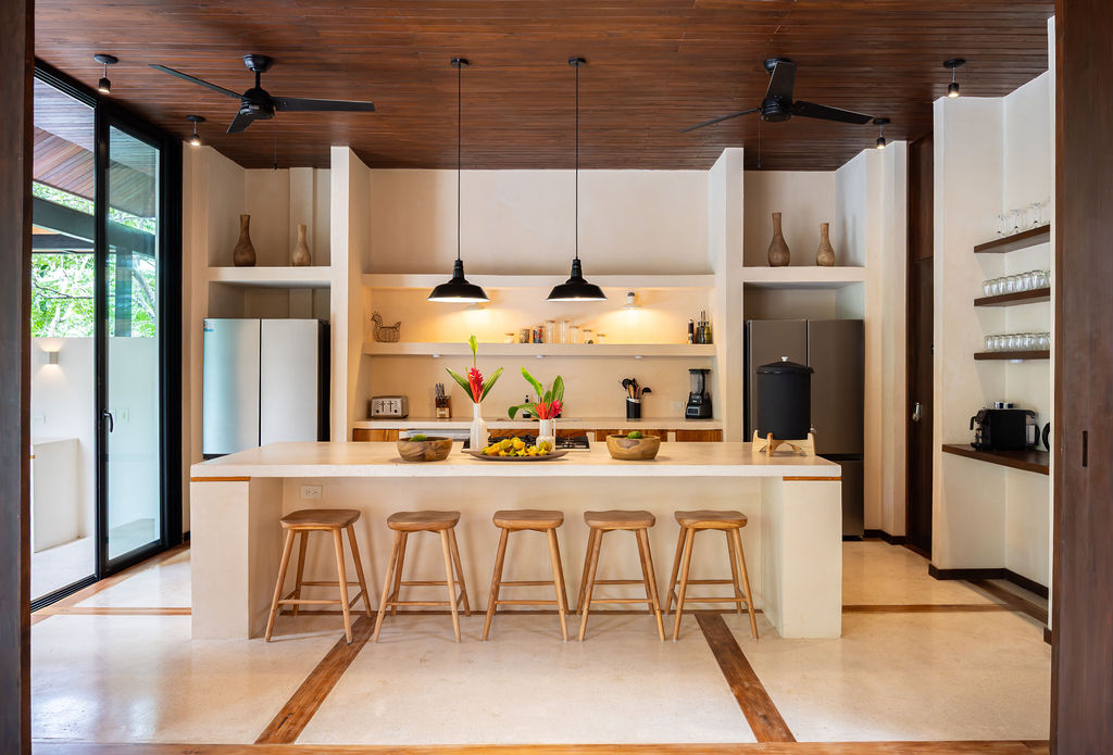Symmetrical view of the chef's kitchen